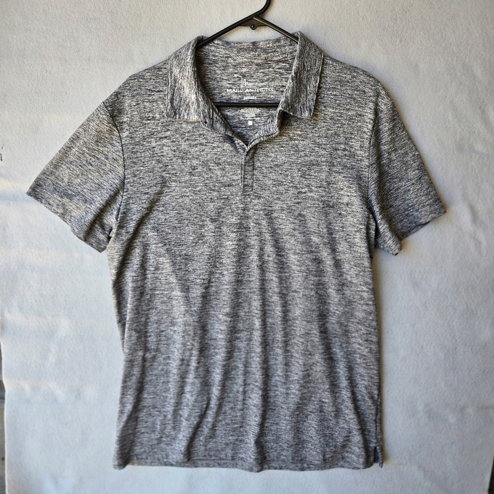 Marc Anthony Luxury Mens Polo Shirt Gray Ash Space Dye Heathered Large 191579